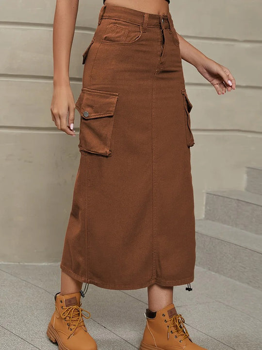 Denim rok met koordje voor dames