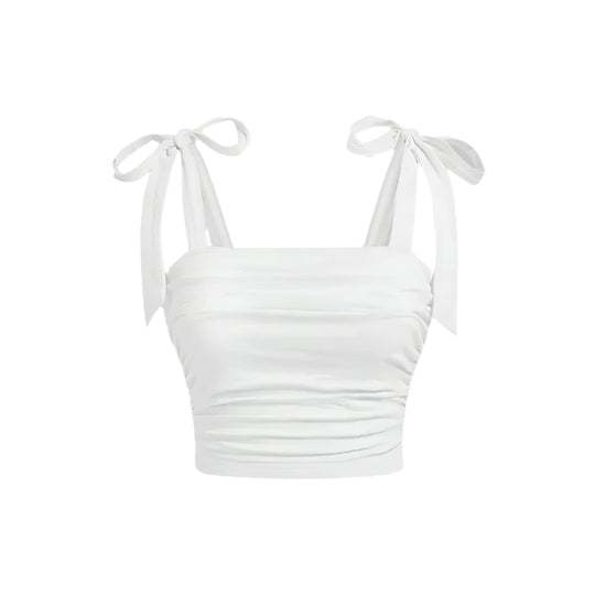Dames-top met ruches en schouderbandjes