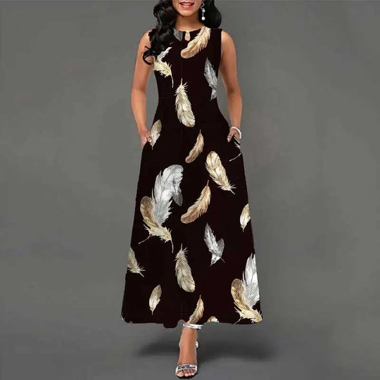 Dames bloemen bohemian mouwloze jurk