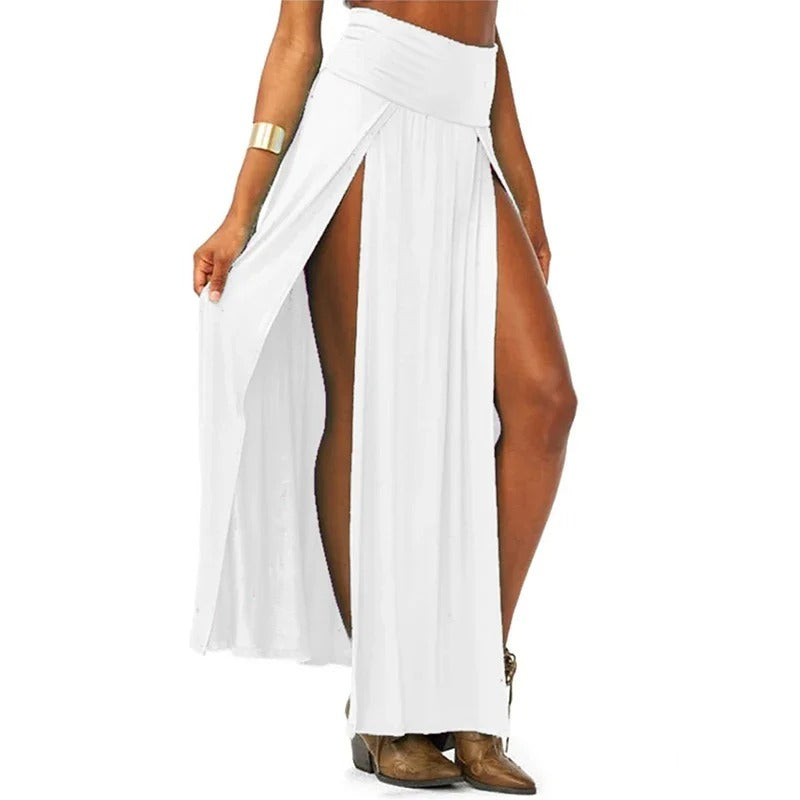 Dames hoge taille dubbele split rok
