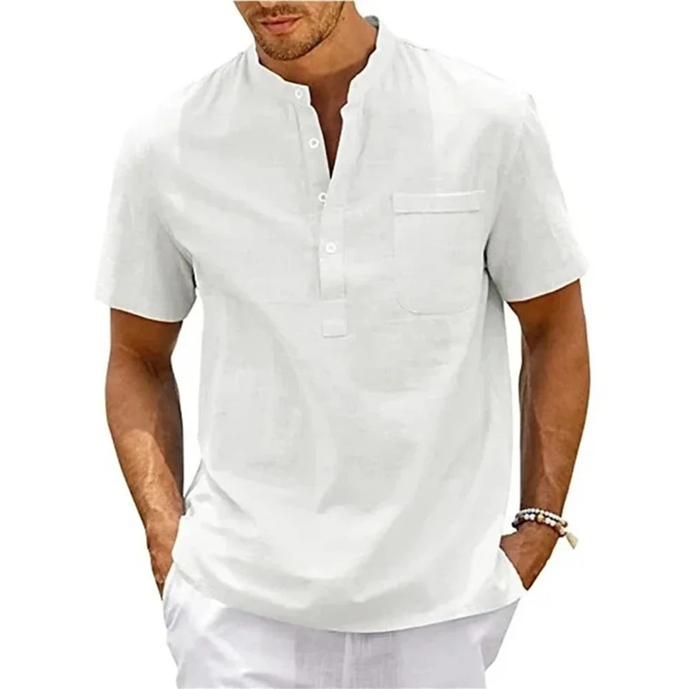 Heren Henley-Shirt Casual Stijl