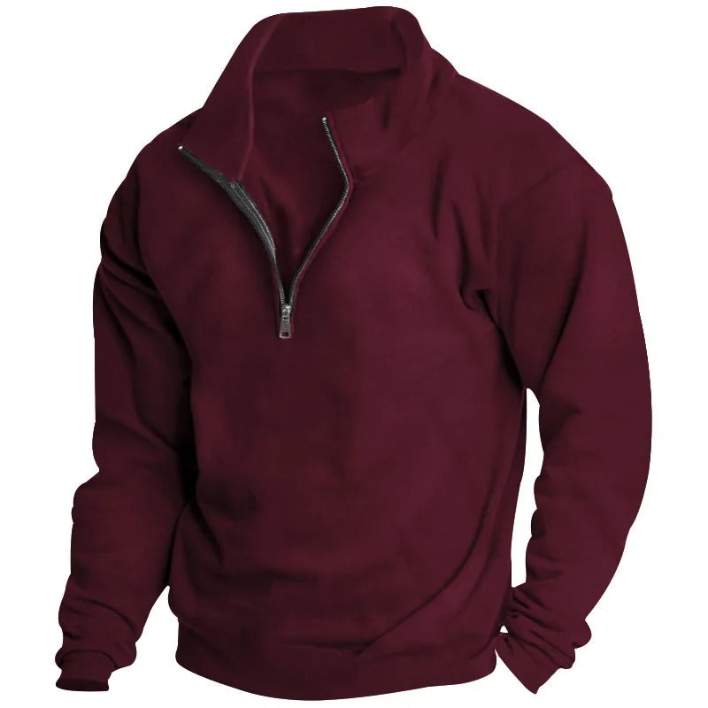 Heren Sweatshirt met halve rits met staande kraag