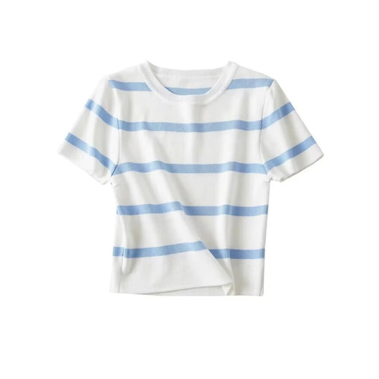 Gebreide gestreepte cropped top voor dames