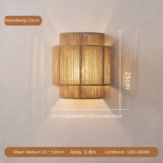 Wandlamp Bohemian Vintage Rotan