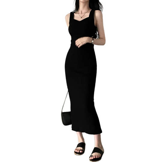 Vrouwen mouwloze gebreide Square Neck Dress
