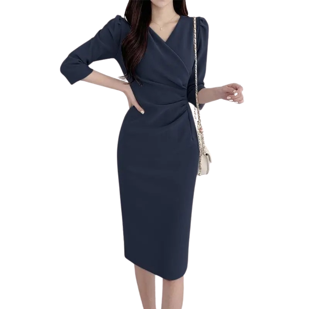 Dames V-hals bodycon knielange werkjurk