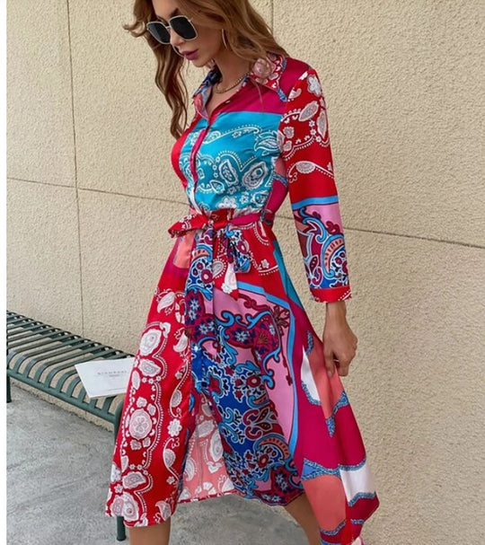Jurk met overhemd in print Belleza