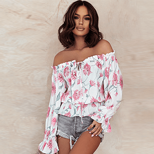 Bloemen Blouse met Ruches Mouwen Belleza