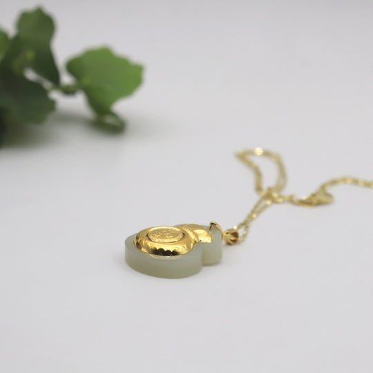 Natural Hetian White Jade Fu Bag Pendant Fashion Inlay 24K Gold Lady Lucky Jewelry Necklace Pendant Gift Free Box Certificate Belleza