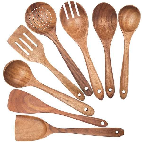 Natuurlijke Teakhouten Kookgerei Set