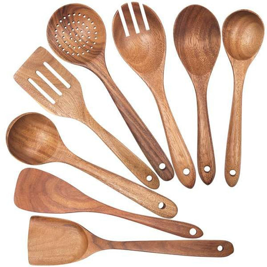 Natuurlijke Teakhouten Kookgerei Set