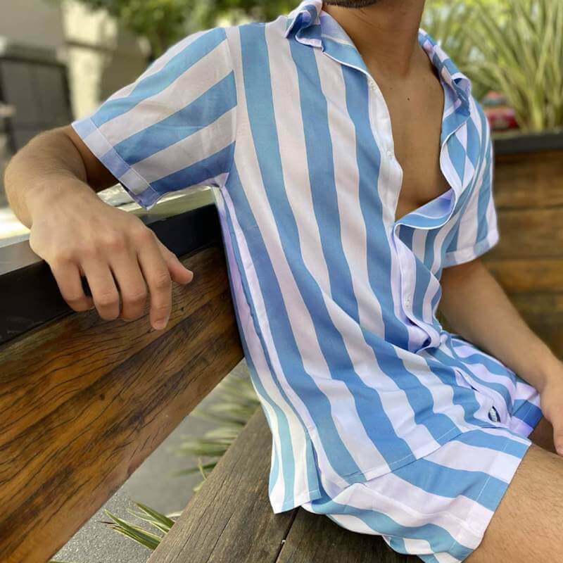 Mannen Zomer Gestreepte Set