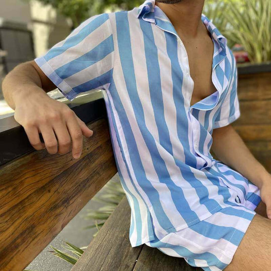 Mannen Zomer Gestreepte Set
