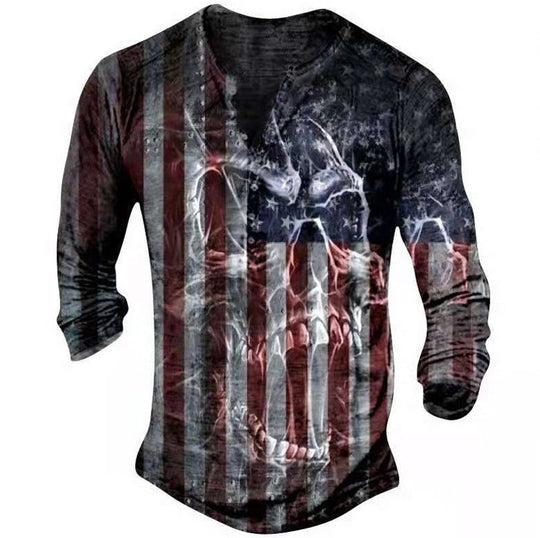 Retro Skull Long sleeve Tees Belleza