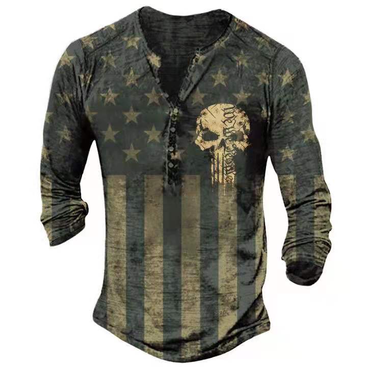 Retro Skull Long sleeve Tees Belleza