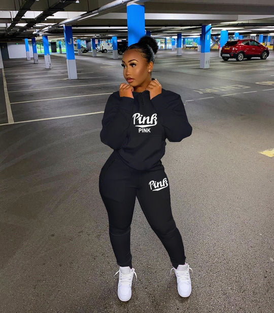 Roze Letter Print Trainingspak Belleza