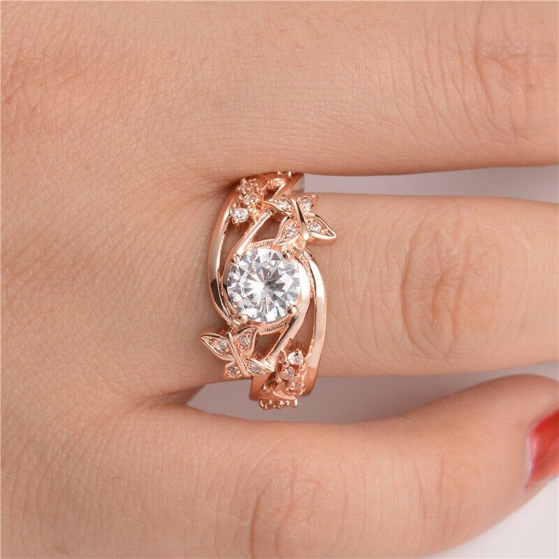 Holle Bergkristallen Vlinder Bloem Ring Belleza