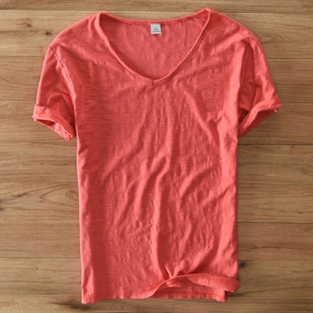 Mannen V-hals Linnen Katoenen Shirt Belleza