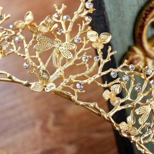 Goud Dragonfly Woodland Gatherer Kroon Belleza