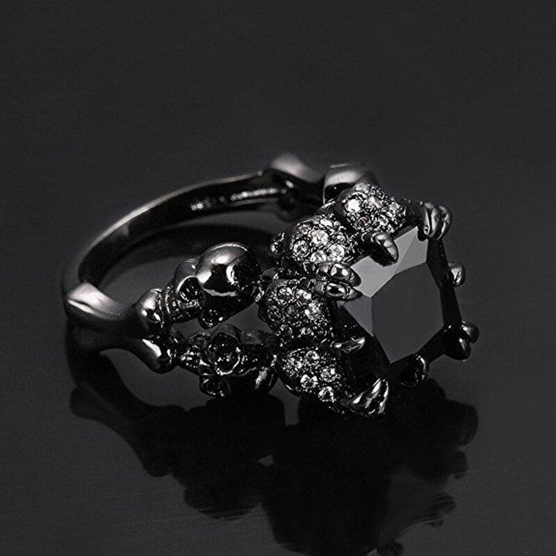 ZWARTE RODIUM GEPLATEERDE DEMONPRINSES RING