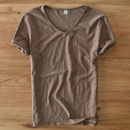 Mannen V-hals Linnen Katoenen Shirt Belleza