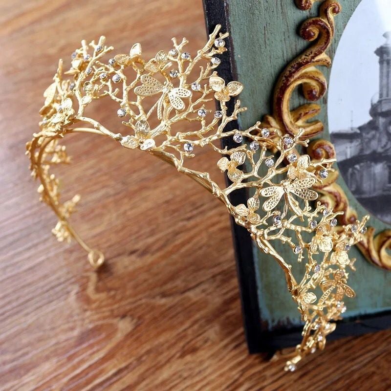 Goud Dragonfly Woodland Gatherer Kroon Belleza