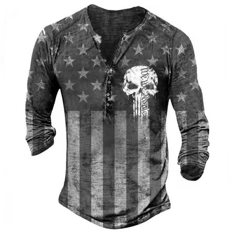 Retro Skull Long sleeve Tees Belleza