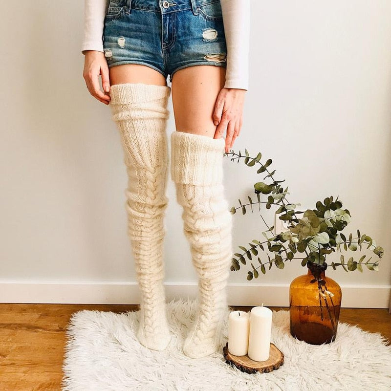 Over de knie gebreide sokken Belleza
