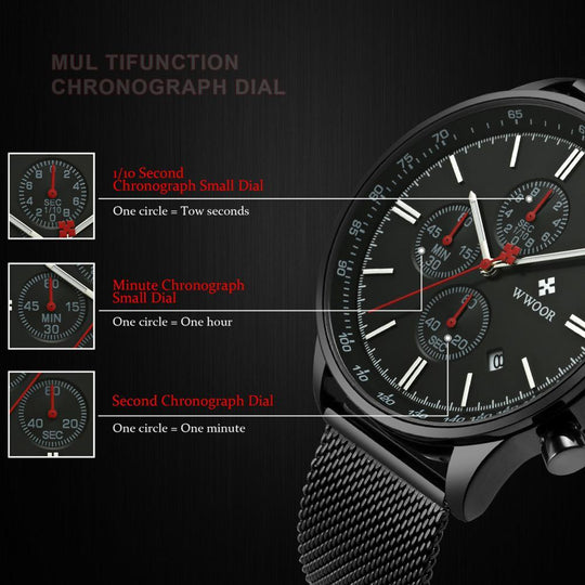 Ultra-dun Chronograaf Polshorloge Belleza