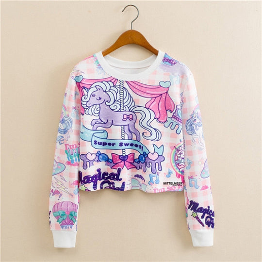 Bijgesneden sweatshirt met print Belleza