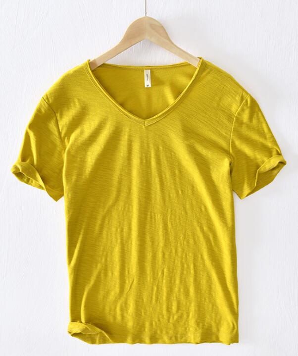 Mannen V-hals Linnen Katoenen Shirt Belleza