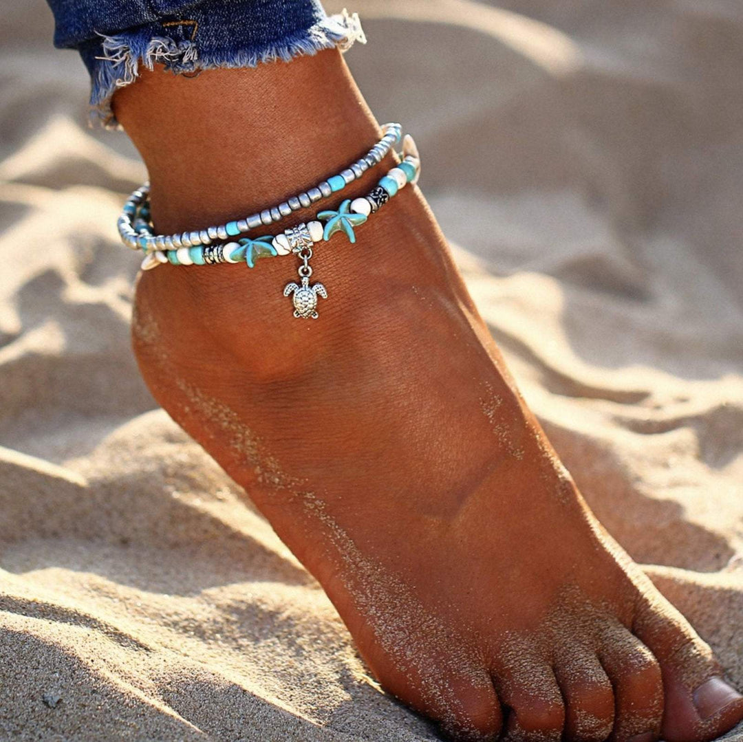 (BEST SELLER) Handgemaakte  Schildpad & Oceaan Enkelarmband Belleza