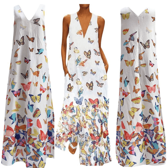 Vlinder Mouwloze Maxi Jurk Belleza