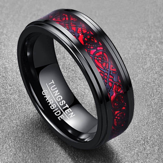Koolstofvezel Keltische Draak Ring