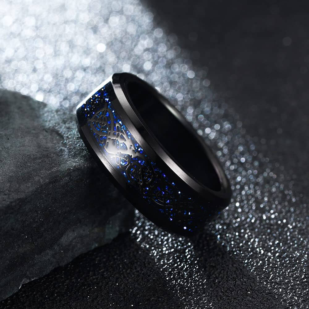 Koolstofvezel Keltische Draak Ring