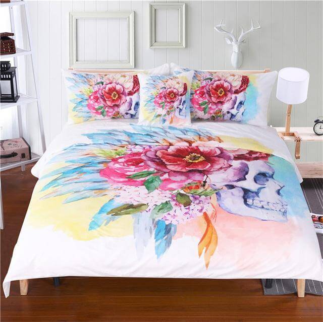 Bloemen Schedel Beddengoed Set