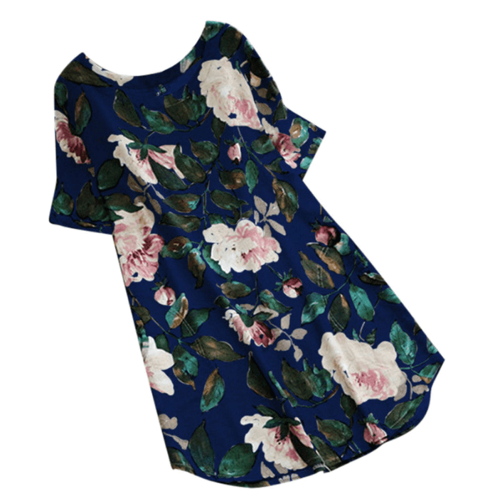 Bloemen Geprinte Korte Mouw Jurk Belleza