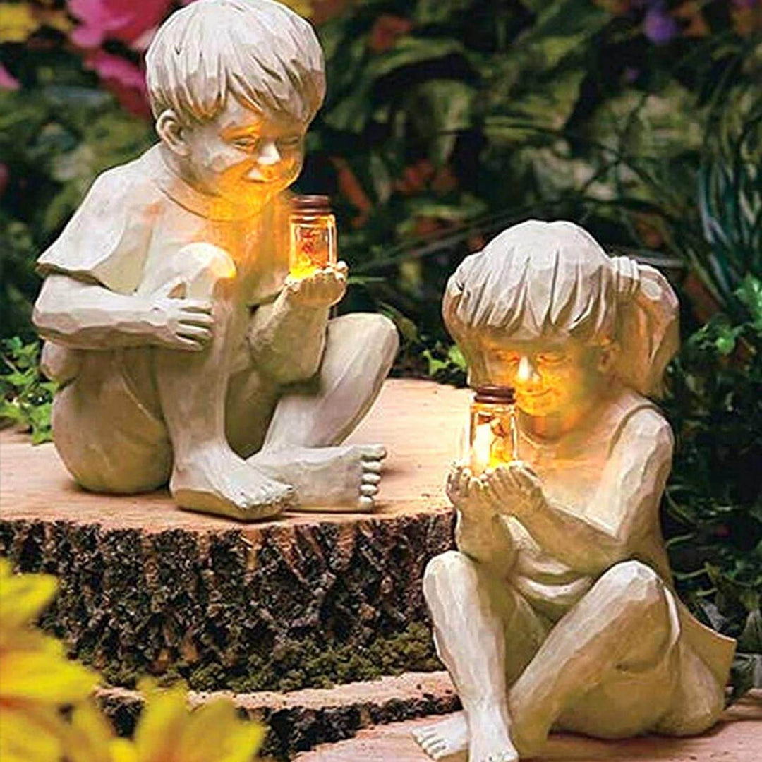Kinderen met Zonnevlammetjes Tuinbeelden Belleza