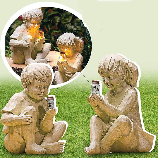 Kinderen met Zonnevlammetjes Tuinbeelden Belleza