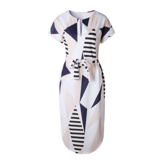 Bedrukte Asymmetrische Midi Jurk Belleza