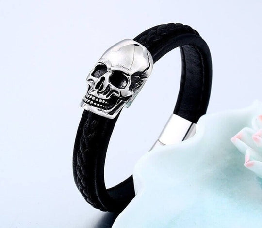 Stalen Punk Schedel Leren Armband Belleza